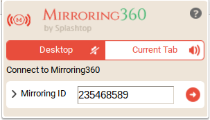 mirroring360 text popup screen