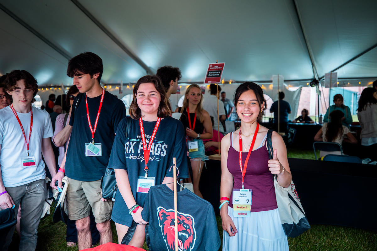 new students at orientation checkpoint