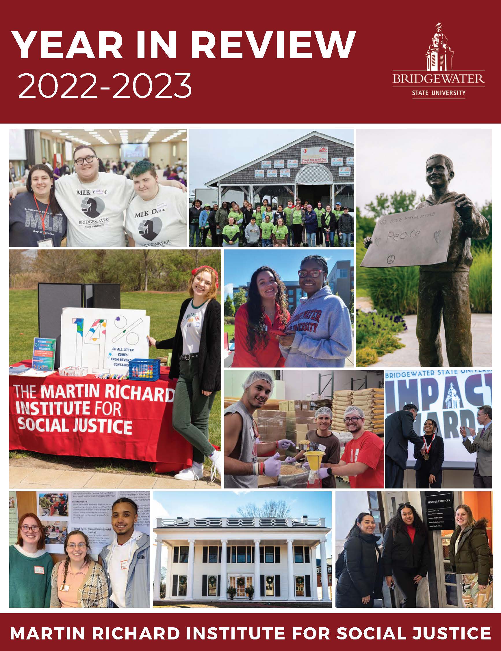 Cover of the Year in Review 2022-2023 for the Martin Richard Institute for Social Justice