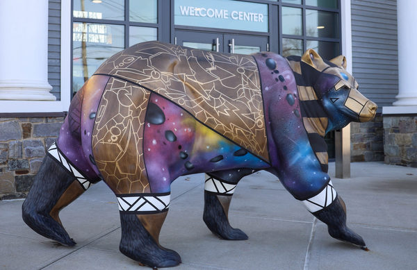 Bear statue in front of BSU Welcome Center