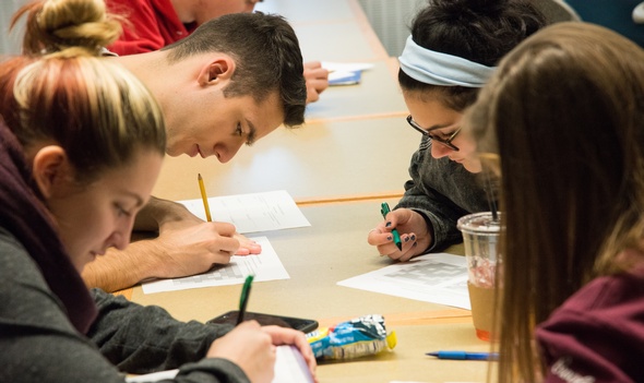 students working in math class