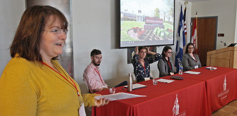 Dr Jeanne Ingle introducing a panel at the Canadian Studies Undergraduate Research Conference