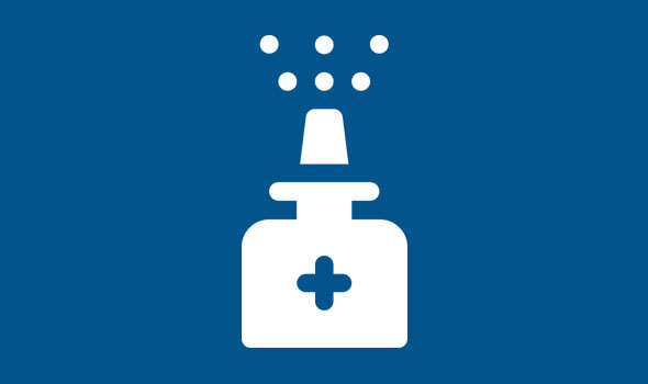 A nasal spray bottle with a medical &quot;plus&quot; symbol