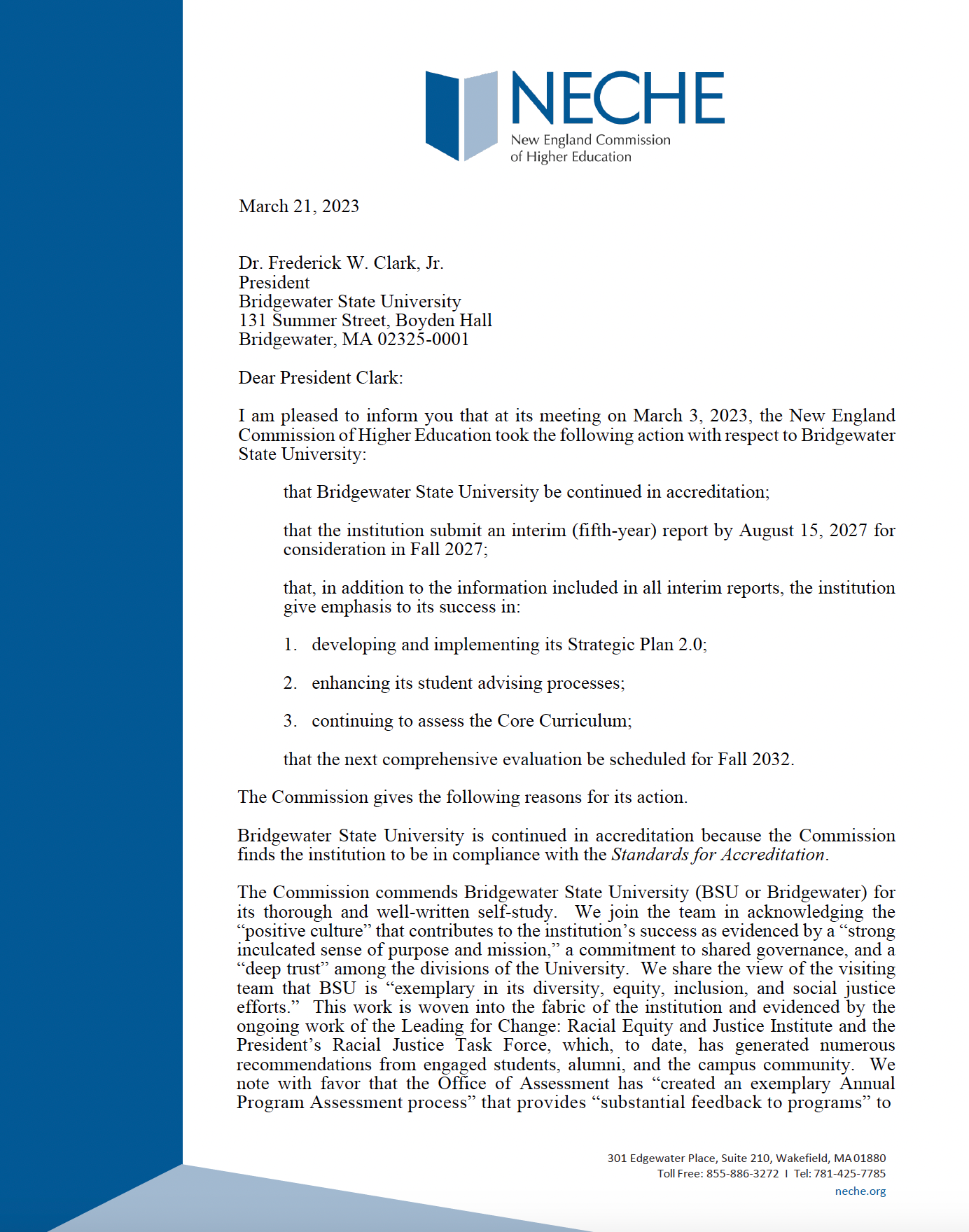 NECHE 2023 Accreditation Letter