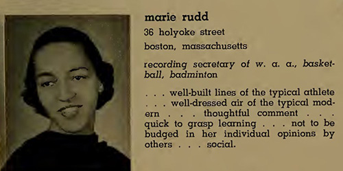 Marie Rudd Thomas' yearbook entry.
