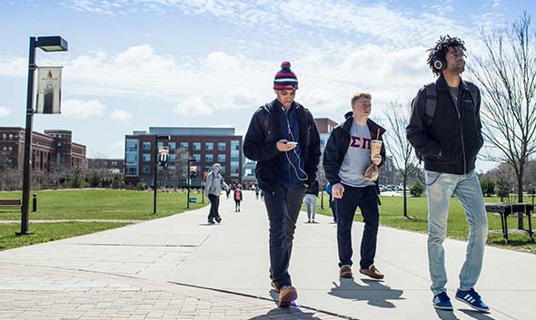 Students walk across BSU's sprawling campus