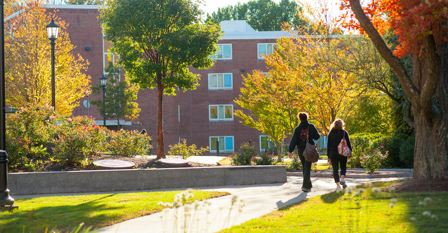 students walking on campus