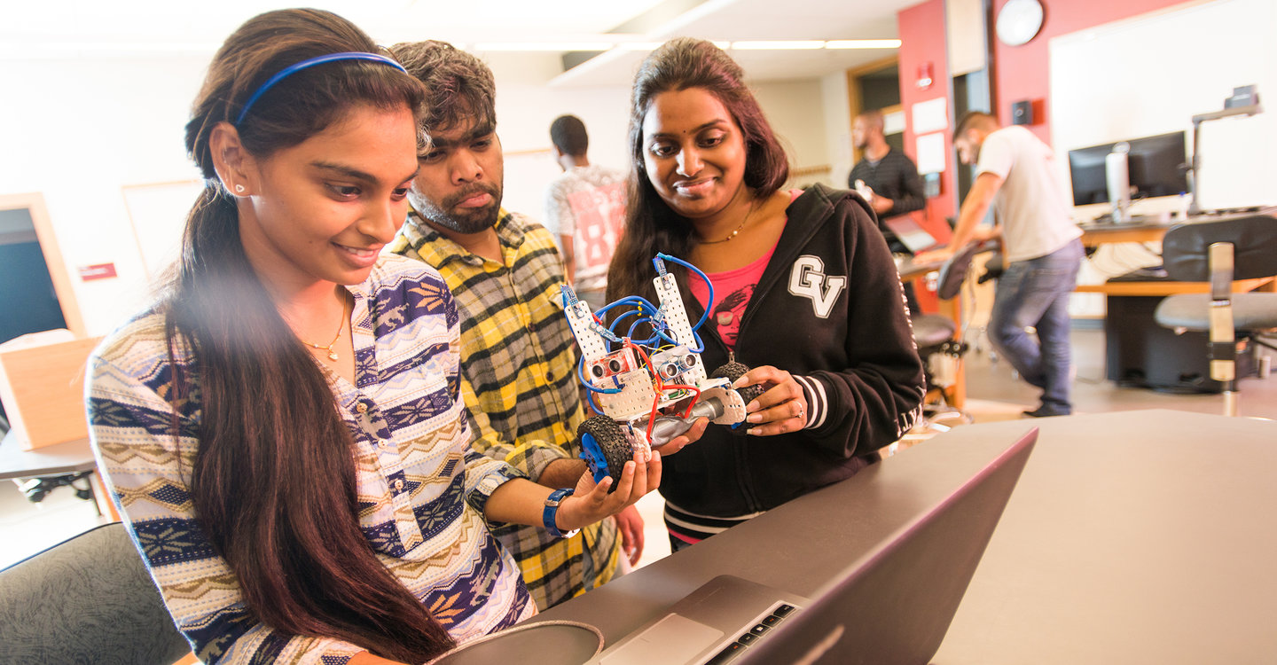 Students in a robotics lab