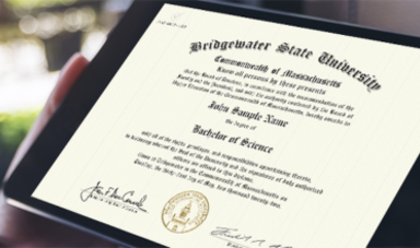 Close up of a diploma