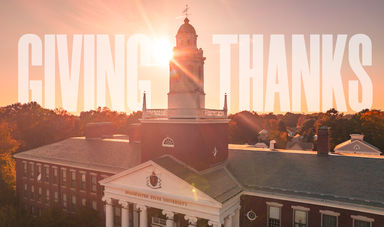 The words Giving Thanks are overlaid on a cupola