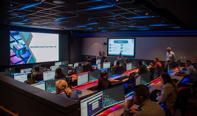 A group of clients receiving training in the BSU cyber range