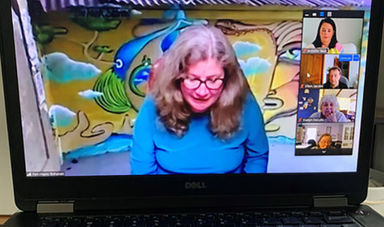 A virtual session of BSU Senior College on a laptop screen