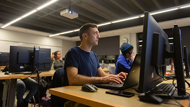 Students working on computers