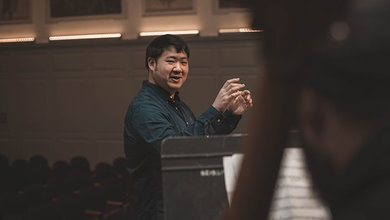 Dr. John Shiu directs the BSU String Ensemble.