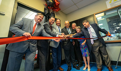 Brockton and BSU officials cut the ribbon for the new office