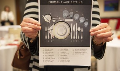 Layout of place setting at BSU etiquette dinner