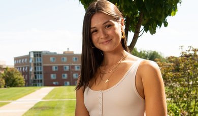 Social media influencer Maggie McDonald on the BSU campus