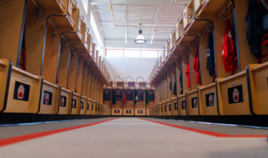 Lockers inside of the new Bear Paw Pavilion 