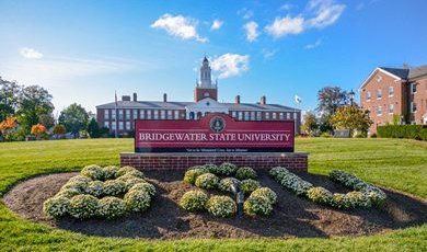 BSU sign with Boyden in Background in the fall