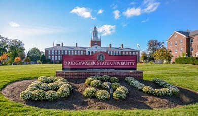 BSU sign with Boyden in Background in the fall