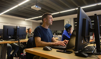 Students working on computers