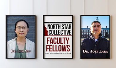 Graphic with photos of two professors and words North Star Collective Faculty Fellows