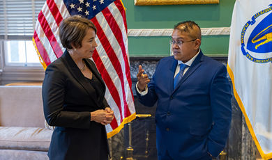 Cindy Mack talks with Gov. Maura Healey