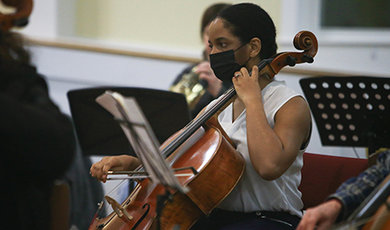 Christelle Jean-Francois plays the cello in the Brockton Symphony Orchestra