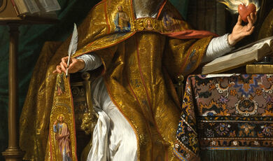 Saint Augustine of Hippo receiving the Most Sacred Heart of Jesus, painting by Philippe de Champaigne, 17th century