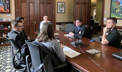 Students meet with a lawmaker.