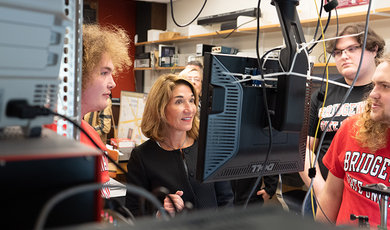 Lt. Gov. Karyn Polito tours a BSU lab.