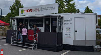 Exterior of Thorlabs' trailer containing lab equipment.