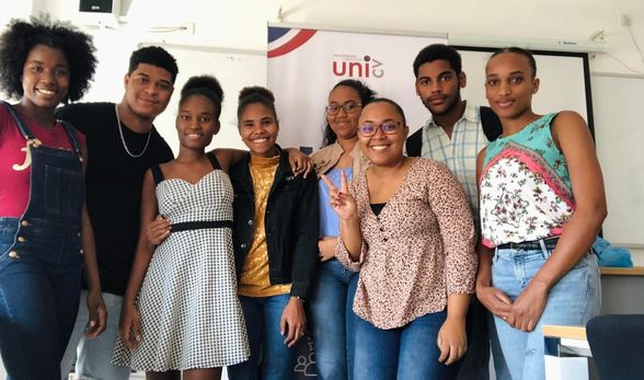 Donzilia Soares in the classroom of the Dana Mohler-Faria English Language Institute in Cabo Verde