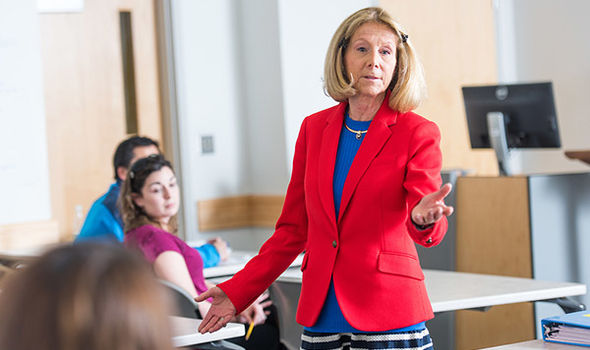 BSU Professor Phyllis Gimbel teaching an Ed Leadership class