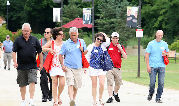 parents walk to family orientation