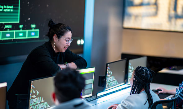 Instructor teaching in the Cyber Range