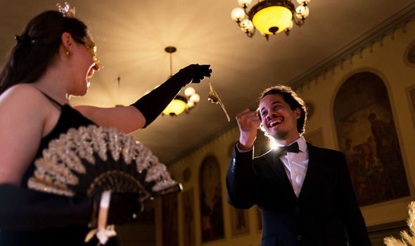 Two students in an operatic performance