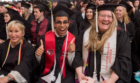Happy students at undergraduate commencement