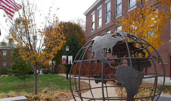 Globe sculpture in front of Boyden Hall