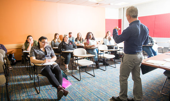 Professor teaches english class
