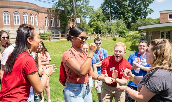 Orientation Leaders and first year students engaged in outdoor activity