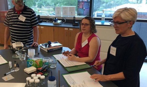 teachers working in a BSU lab