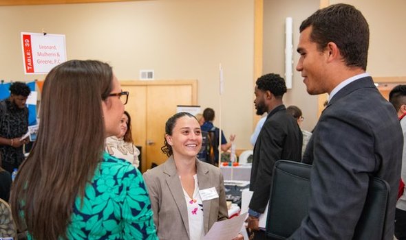 students networking at job fair