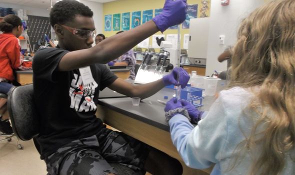 Summer Science Academy students working on experiments