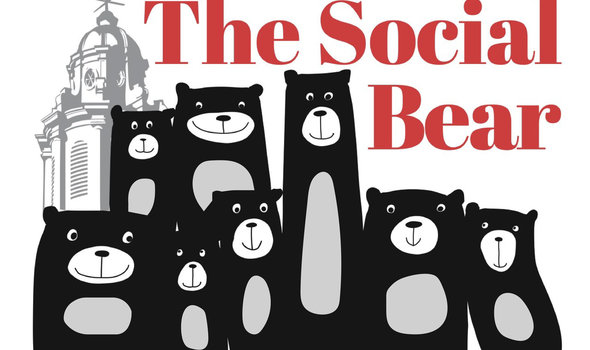a group of greyscale cartoon bears in front of the text &quot;The Social Bear&quot;