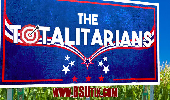 A campaign sign on grass with the title "The Totalitarians" on it