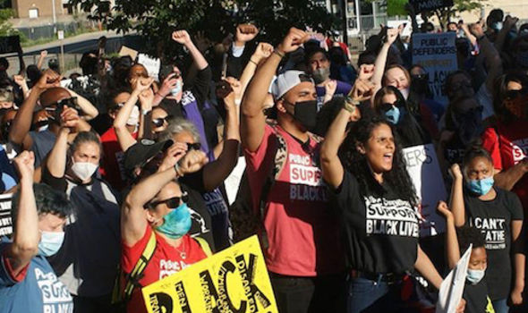 Members of the BSU community at a Black Lives Matter rally