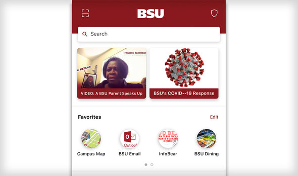 Screenshot of the BSU mobile app