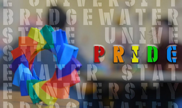 PRIDE in rainbow letters, with Pride Center logo in background