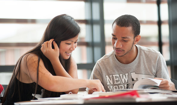 Two students studying together